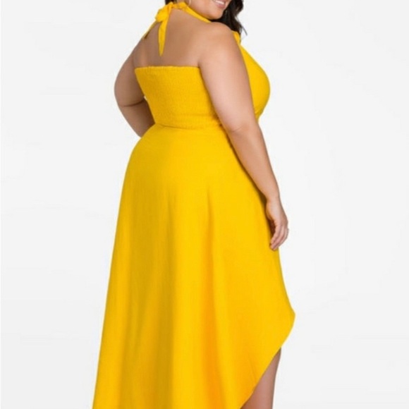 NEW WITH TAGS Retail $69.50 - Ashley Stewart Gold Linen Halter Dress Plus 22/24 - Picture 1 of 3